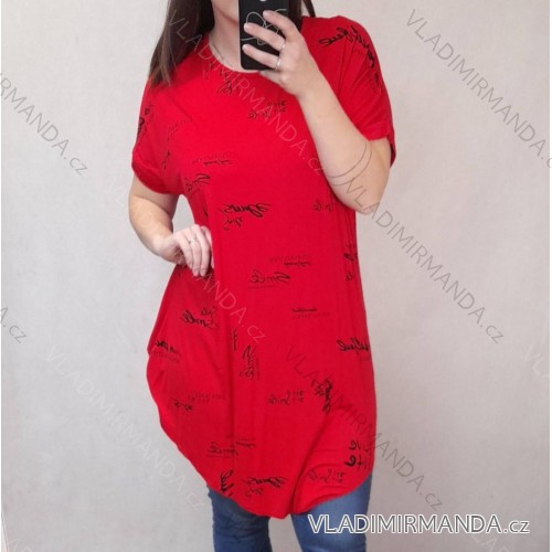 Tunika oversize krátky rukáv dámske (XL/2XL ONE SIZE) TALIANSKA MÓDA IM422361/DR XL/2XL Červené
