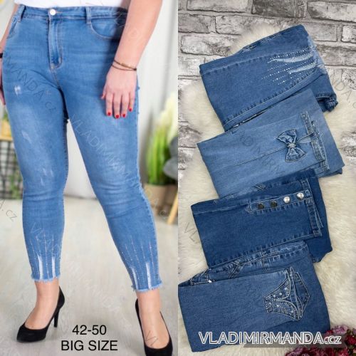 Rifle jeans dlhé dámske nadrozmer (42-50) JEANS JAW22BK253