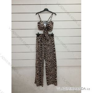 Súprava letný top na ramienka a nohavice dámska leopard (S/M ONE SIZE) TALIANSKA MÓDA IMWY221585