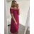 Šaty carmen cez ramená letné dámske (S/M ONE SIZE) TALIANSKA MÓDA IMM22U5368/DR BÉŽOVÁ