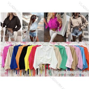 Košeľa oversize letný sťahovací dlhý rukáv dámske (S/M/L ONE SIZE) TALIANSKA MÓDA IMWB221706