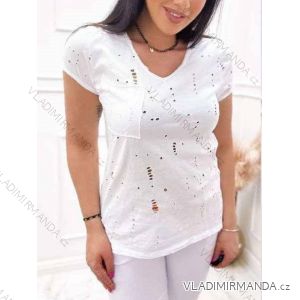 Tričko dierkované bavlnené krátky rukáv dámska (S/M/L ONE SIZE) TALIANSKA MÓDA IMWB221711
