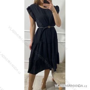 Šaty letné elegantné s opaskom krátky rukáv dámske (S/M/L ONE SIZE) TALIANSKA MÓDA IMWY221768