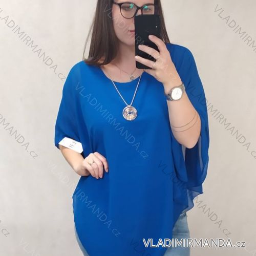 Tunika oversize šifón krátky rukáv dámske nadrozmer (L/XL/2XL) TALIANSKA MÓDA IM422CYRKL