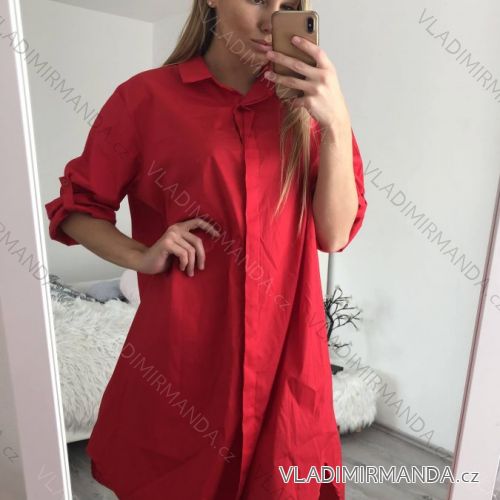 Šaty košilové dlouhý rukáv dámské (XL/2XL ONE SIZE) ITALSKÁ MÓDA IM4212902