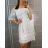 Šaty carmen krajkové bavlněné oversize krátký rukáv dámské nadrozměr (XL/2XL ONE SIZE) ITALSKÁ MÓDA IMD22161 biela XL/2XL