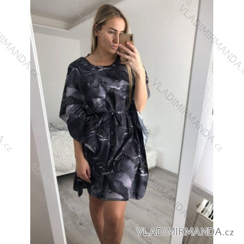 Šaty motýlikové krátky rukáv dámske (S/M ONE SIZE) TALIANSKA MÓDA imwe221179/DR S/M čierna