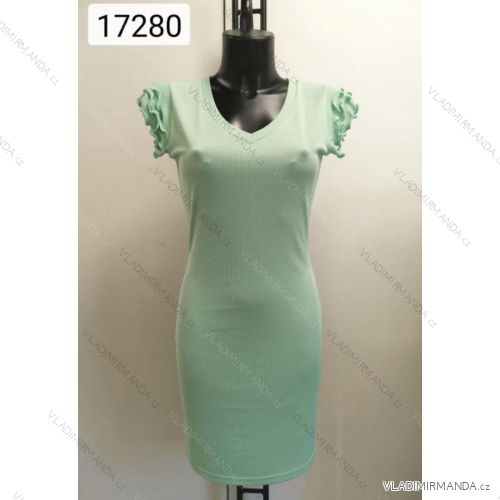 Šaty klasik krátky rukáv dámske volániky riadkové (S/M ONE SIZE) TALIANSKA MÓDA IMM2217280