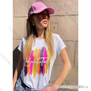 Tričko krátky rukáv dámske (S/M ONE SIZE) TALIANSKA MÓDA IMM22592