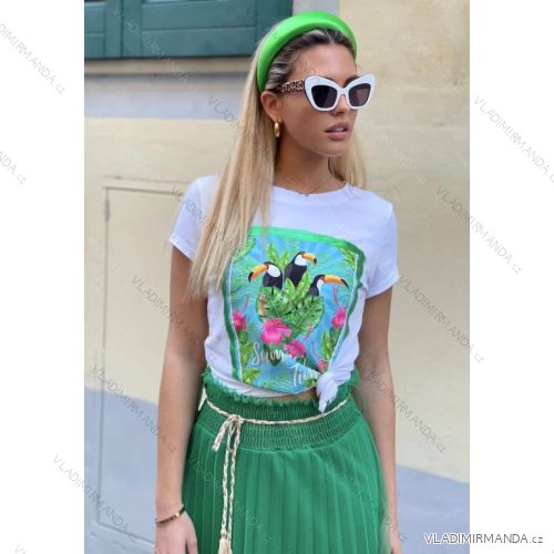 Tričko krátky rukáv dámske (S/M ONE SIZE) TALIANSKA MÓDA IMM22611