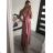 Šaty elegantné spoločenské dlhé na ramienka dámske (XS/S/M/L ONE SIZE) TALIANSKA MÓDA IM322045/DR