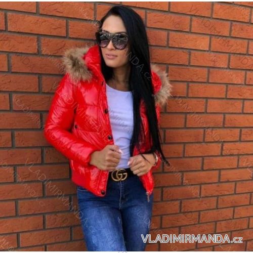 Bunda zimná prešívaná lesklá s kožušinkou dámska (xs-s-m-l-xl) TALIANSKÁ MÓDA IM619745