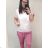 Tunika so zaväzovaním krátky rukáv dámska nadrozmer (2XL/3XL ONE SIZE) TALIANSKA MODA IM422420 biela 2XL/3XL