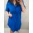 Šaty košeľové oversize krátky rukáv dámske (M/L/XL ONE SIZE) TALIANSKA MÓDA IM422525/DR tmavě zelená