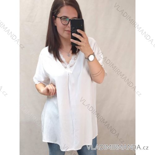 Tunika krátky rukáv dámska nadrozmer (3XL/4XL ONE SIZE) TALIANSKA MÓDA IMWQ22034/DR 3XL / 4XL biela