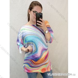 Sveter oversize tenký s potlačou dámsky nadrozmer (3XL/4XL ONE SIZE) TALIANSKA MóDA IMB22RAINBO