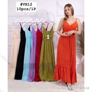Šaty dlhé letné na ramienka dámske (M-2XL) TALIANSKA MÓDA IMWE22WH12