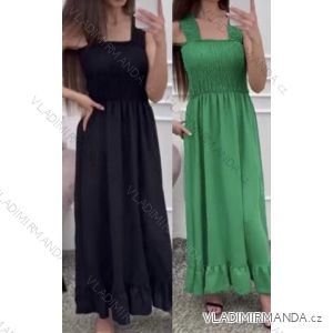 Šaty dlhé letné žabičkované na ramienka dámske (S/M ONE SIZE) TALIANSKA MÓDA IMWB222455
