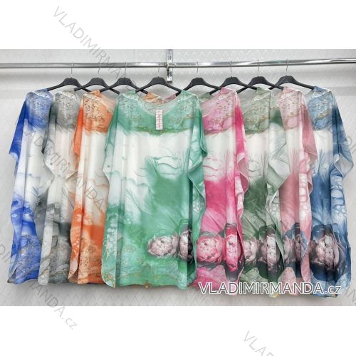 Šaty šifónové krátky rukáv dámske nadrozmer (L/XL/2XL ONE SIZE) TALIANSKA MÓDA IMWD222469
