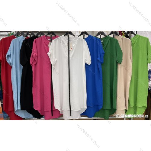 Tunika predĺžená/šaty s opaskom krátky rukáv dámska (M/L/XL ONE SIZE) TALIANSKA MÓDA IMWT22050
