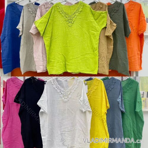Tunika oversize krátky rukáv dámska bavlnená nadrozmer (XL/2XL/3XL ONE SIZE) TALIANSKA MÓDA IMWC222664