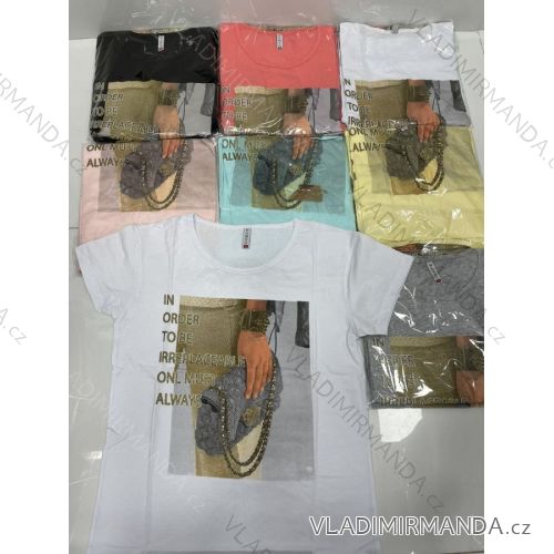 Tričko krátky rukáv dámske (M-XL) TURECKÁ MÓDA TMWG22GYA0548