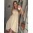 Šaty carmen cez ramená letné dámske (S/M ONE SIZE) TALIANSKA MÓDA IMM22U5368/DR BÉŽOVÁ