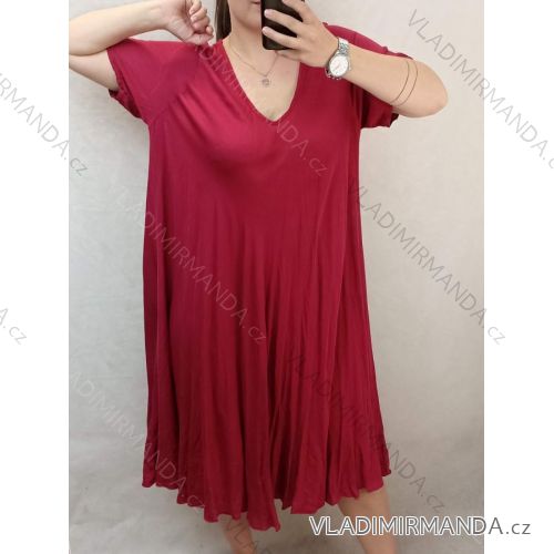 Šaty dlhé maxi oversize krátky rukáv dámske viskoza nadrozmer (3XL/4XL ONE SIZE) TALIANSKA MÓDA IMC22380