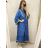 Šaty letné boho španielske krátky rukáv dámska nadrozmer (XL/2XL ONE SIZE) TALIANSKA MóDA IM4225394/DR L / XL kráľovská modrá