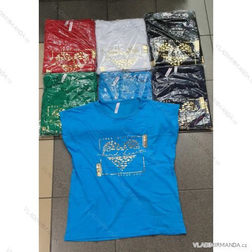 Tričko krátky rukáv dámske nadrozmer (2XL-4XL) TURECKÁ MÓDA TMWG22GYA0813