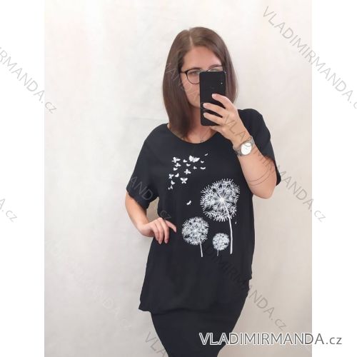 Tunika oversize krátky rukáv dámska viskoza nadrozmer (XL/2X/3XL ONE SIZE) TALIANSKA MÓDA IMWT2223982A