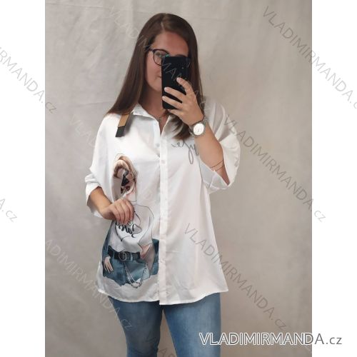 Košeľa predĺžená oversize krátky rukáv dámska nadrozmer (XL/2XL ONE SIZE) TALIANSKA MÓDA IMN22STYLE