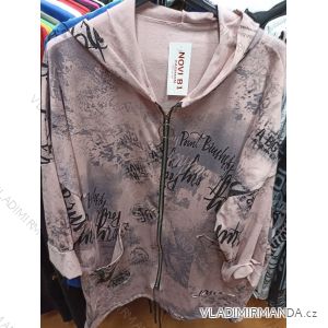 Mikina slabá na zips s kapucňou dlhý rukáv dámska (L/XL/2XL ONE SIZE) TALIANSKA MÓDA IMB22190