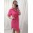 Šaty košeľové oversize krátky rukáv dámske (M/L/XL ONE SIZE) TALIANSKA MÓDA IM422525/DR tmavě zelená