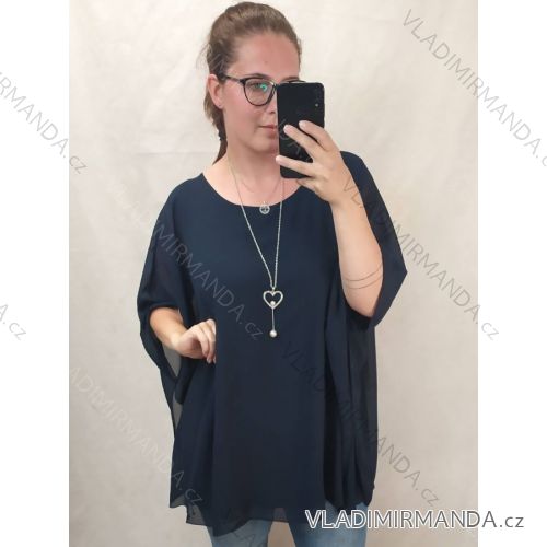 Tunika krátky rukáv s príveskom dámska nadrozmer (3XL/4XL/5XL ONE SIZE) TALIANSKA MÓDA IM422KEY