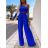 Súprava letná elegantný top a nohavice dámska (M/L ONE SIZE) TALIANSKA MÓDA IMD22428/DU čierna M / L