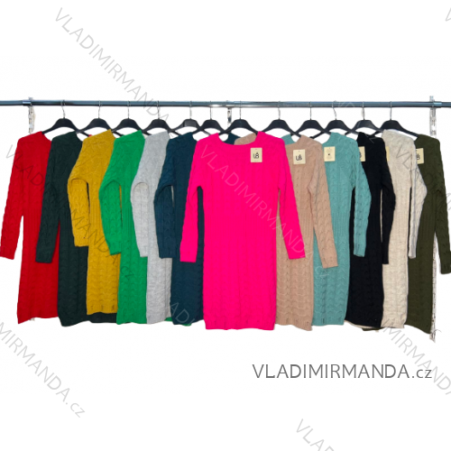 Šaty pletené dlhý rukáv dámske (S/M/L ONE SIZE) TALIANSKA MóDA IM4221046