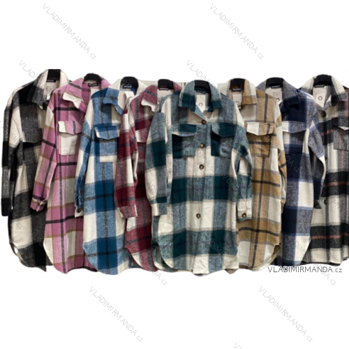 Kabát flanelový dámsky (XL/2XL ONE SIZE) TALIANSKA MÓDA IMD22625
