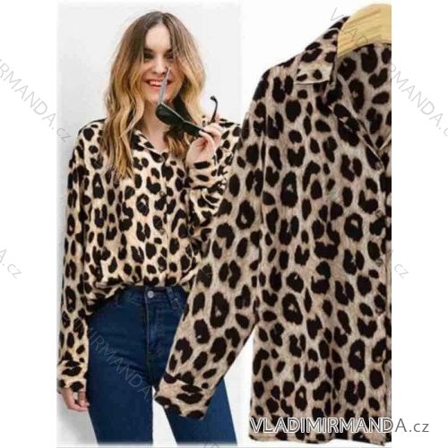 Košeľa dlhý rukáv dámska leopard (S/M/L ONE SIZE) TALIANSKA MÓDA IMWE223047