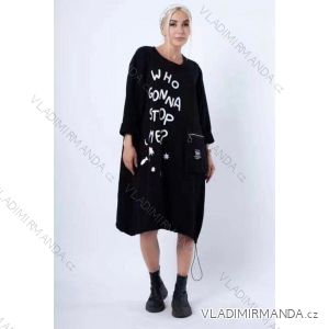 Šaty voľnočasové oversize dlhý rukáv dámske (S/M/L/XL ONE SIZE) TALIANSKA MÓDA IMD22708