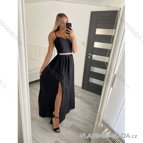 Šaty dlhé elegantné letné na ramienka dámske (S/M ONE SIZE) TALIANSKA MÓDA IMM2222611LS