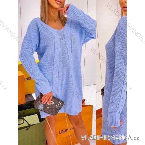 Sveter pletený oversize dlhý rukáv dámsky (S/M ONE SIZE) TALIANSKA MÓDA IMWY22209