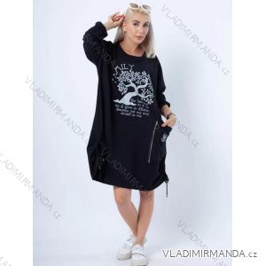 Šaty voľnočasové dlhý rukáv dámske (2XL/3XL ONE SIZE) TALIANSKÁ MÓDA IMD22751