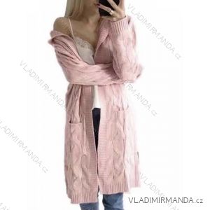 Cardigan pletený s kapucňou dlhý rukáv dámsky (S/M/L ONE SIZE) TALIANSKA MÓDA IMWB22266