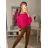 Sveter tenký oversize s mašlí dlhý rukáv dámsky (M/L ONE SIZE) TALIANSKA MÓDA IM422910/DR fuchsiová M / L