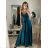 Šaty dlouhé letní saténové s páskem na ramínka dámské  (S/M/L/XL ONE SIZE) ITALSKÁ MÓDA IMM22INFINITE