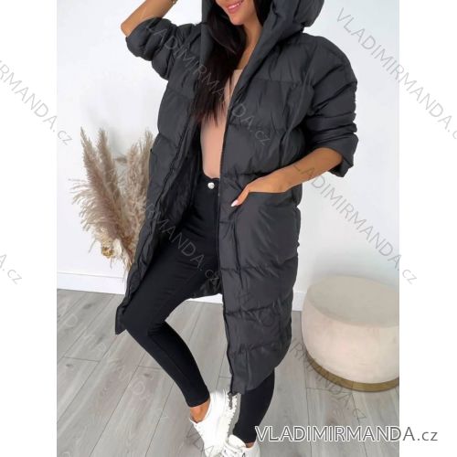 Bunda/kabát s kapucňou dlhý rukáv dámsky (S/M ONE SIZE) TALIANSKA MÓDA IMWMS223234