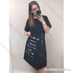 Šaty oversize krátky rukáv dámske nadrozmer (XL/2XL/3XL ONE SIZE) TALIANSKA MÓDA IM422ZIP