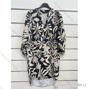 Tunika košeľová predĺžená s opaskom dlhý rukáv dámska (S/M ONE SIZE) TALIANSKA MÓDA IMPSH228346