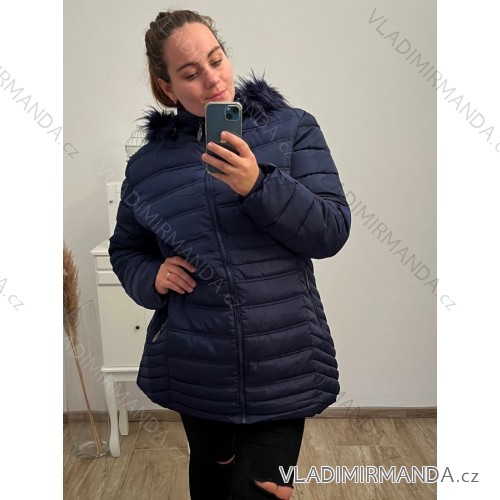 Bunda s kapucňou dámska nadrozmer (4XL-8XL) BESS222251 tmavo modrá 4XL